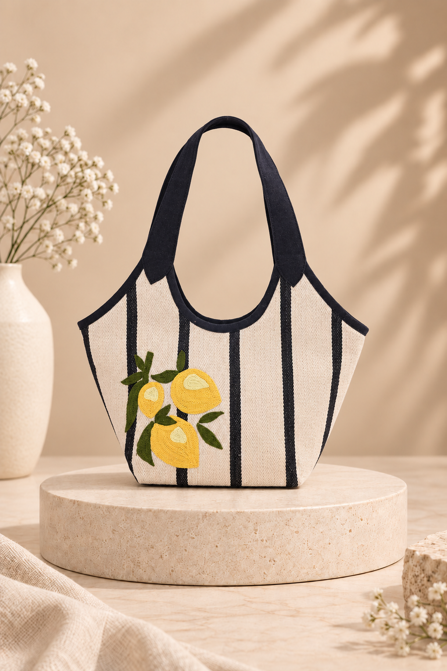 Lemon Embroidered Shoulder Bag
