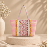 Amara Pink Heritage Beaded Tote Bag
