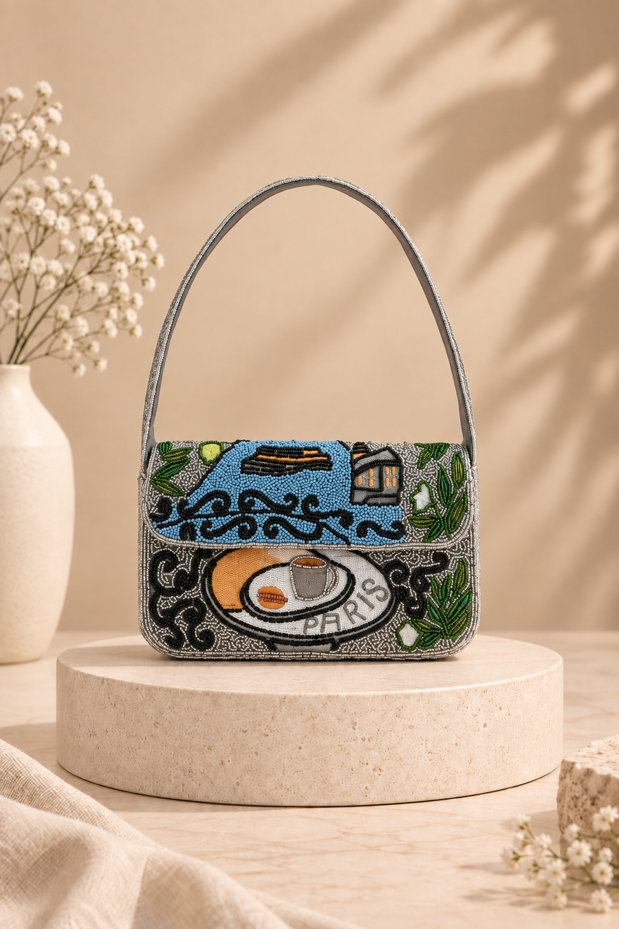 Paris Hand Beaded Shoulder Bag