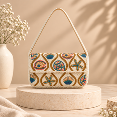 Rosy Radiance Hand-Beaded Shoulder Bag