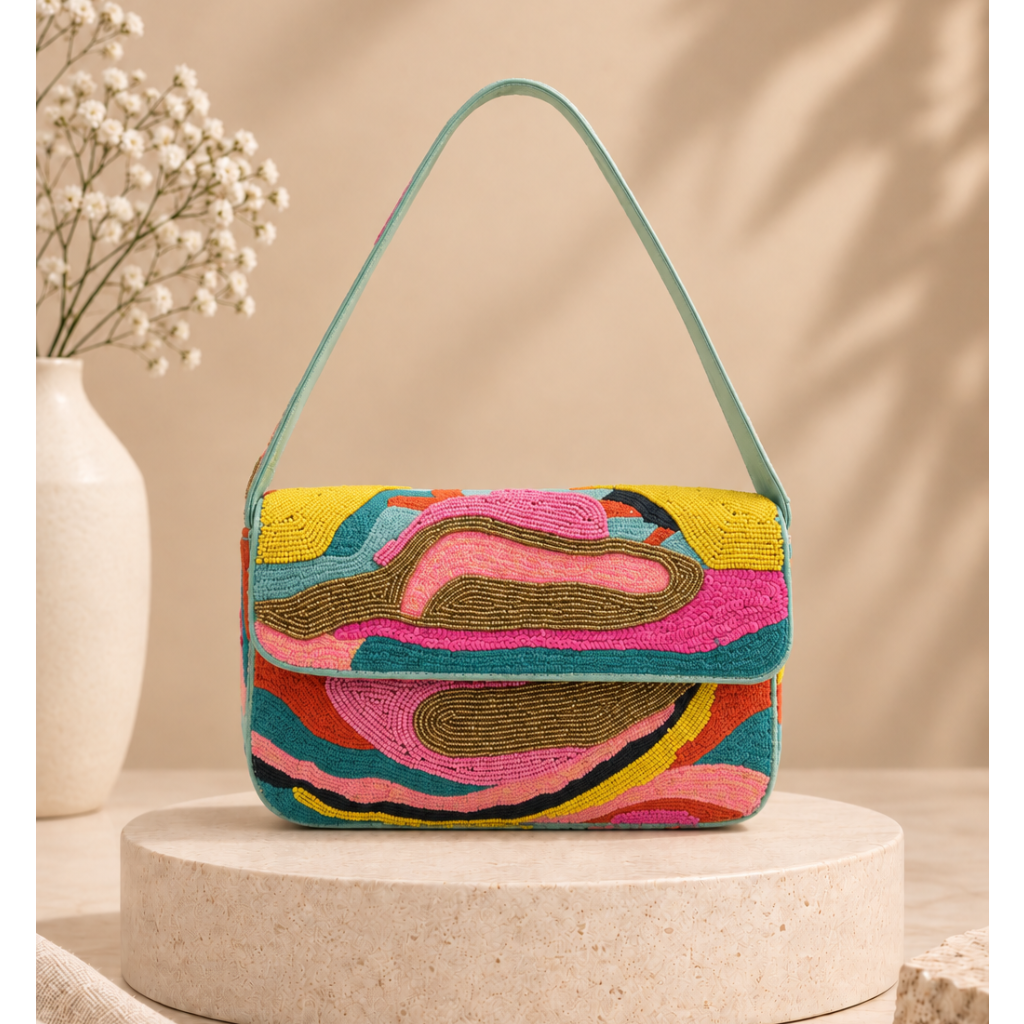 Pastel Dream Hand Beaded Shoulder Bag