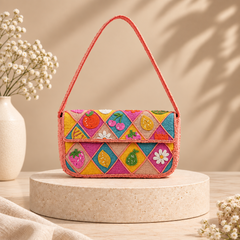 Citrus Burst Hand-Beaded Shoulder Bag
