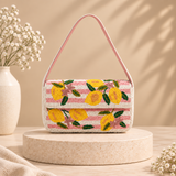 Lemon Citrus Burst Hand-Beaded Shoulder Bag