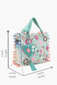 Whimsical Turquoise Mini Tote Bag