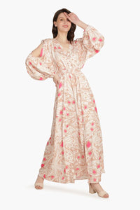 Misty Rose Butterfly Cold Shoulder Dress