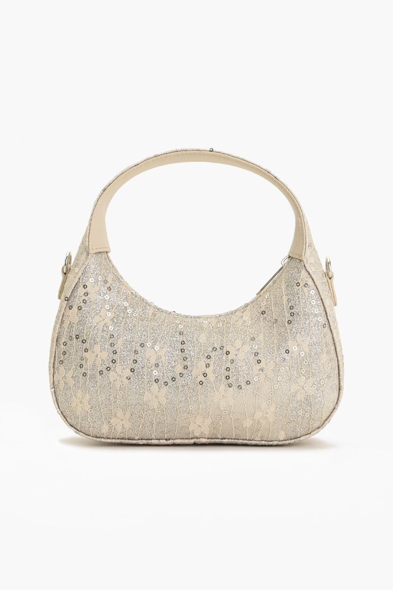 Moonlit Lace Handbag - Ivory Vegan Leather Bag