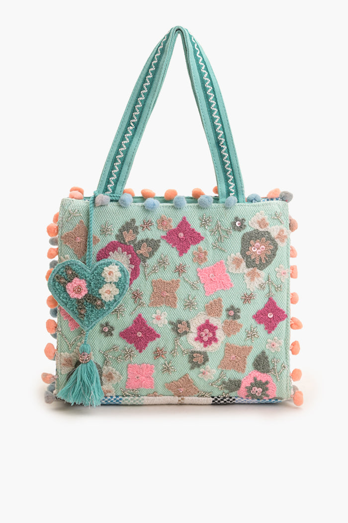 Whimsical Turquoise Mini Tote Bag