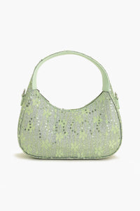 Vegan Leather Bag Moonlit Lace Handbag - Green