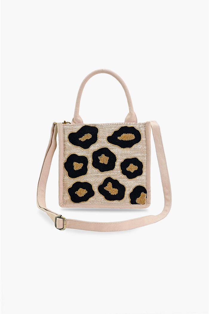 Stylish Handmade Beige Embellished Box Bag (Small)