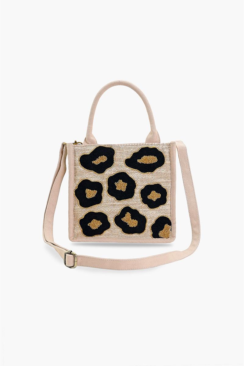 Stylish Handmade Beige Embellished Box Bag (Small)