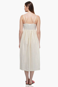Golden Grid Midi Dress