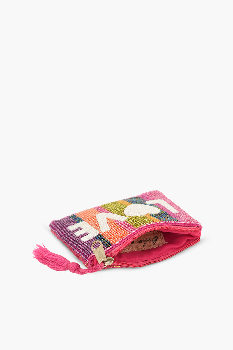 Handmade Multi-Color Striped Beaded Pouch - LOVE UP Luxury Mini Coin Pouch