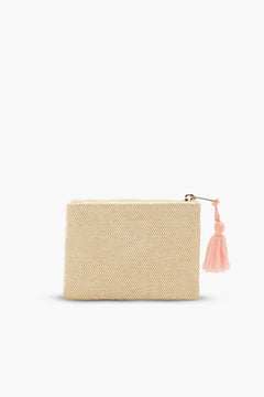 Handmade Pink & Gold Striped Beaded Pouch - LOVE UP Luxury Coin Pouch