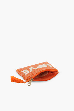 Handmade Orange Beaded Coin Pouch - LOVE UP Luxury Mini Coin Pouch