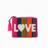 Handmade Multi-Color Striped Beaded Pouch - LOVE UP Luxury Mini Coin Pouch
