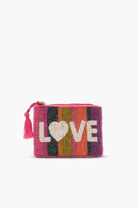 Handmade Multi-Color Striped Beaded Pouch - LOVE UP Luxury Mini Coin Pouch