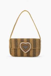 Golden Heart Hand-Beaded Shoulder Bag