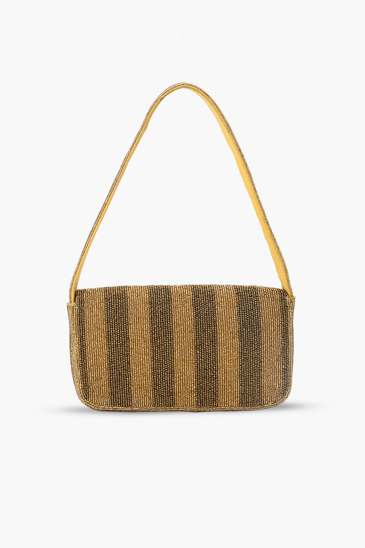 Golden Heart Hand-Beaded Shoulder Bag