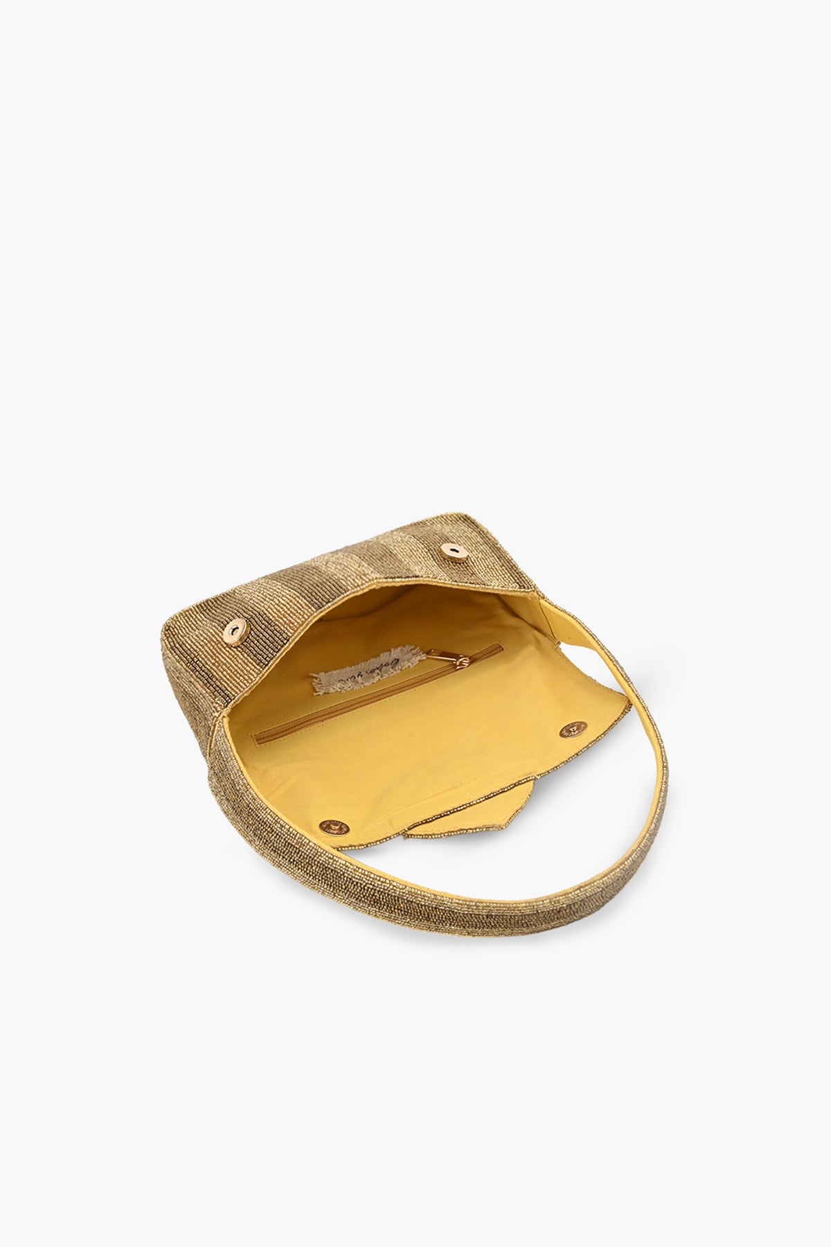Golden Heart Hand-Beaded Shoulder Bag