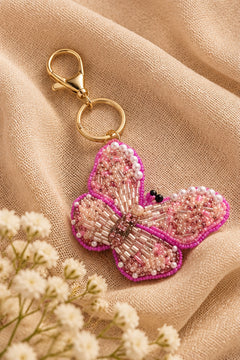 Blush Beaded Butterfly Keychain