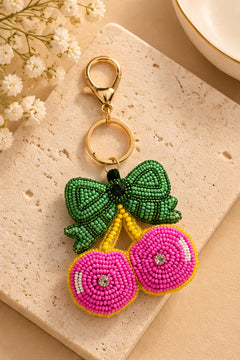 Cherry Pop Beaded Keychain