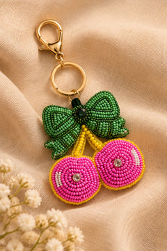 Cherry Pop Beaded Keychain