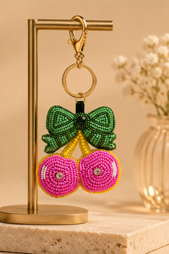 Cherry Pop Beaded Keychain