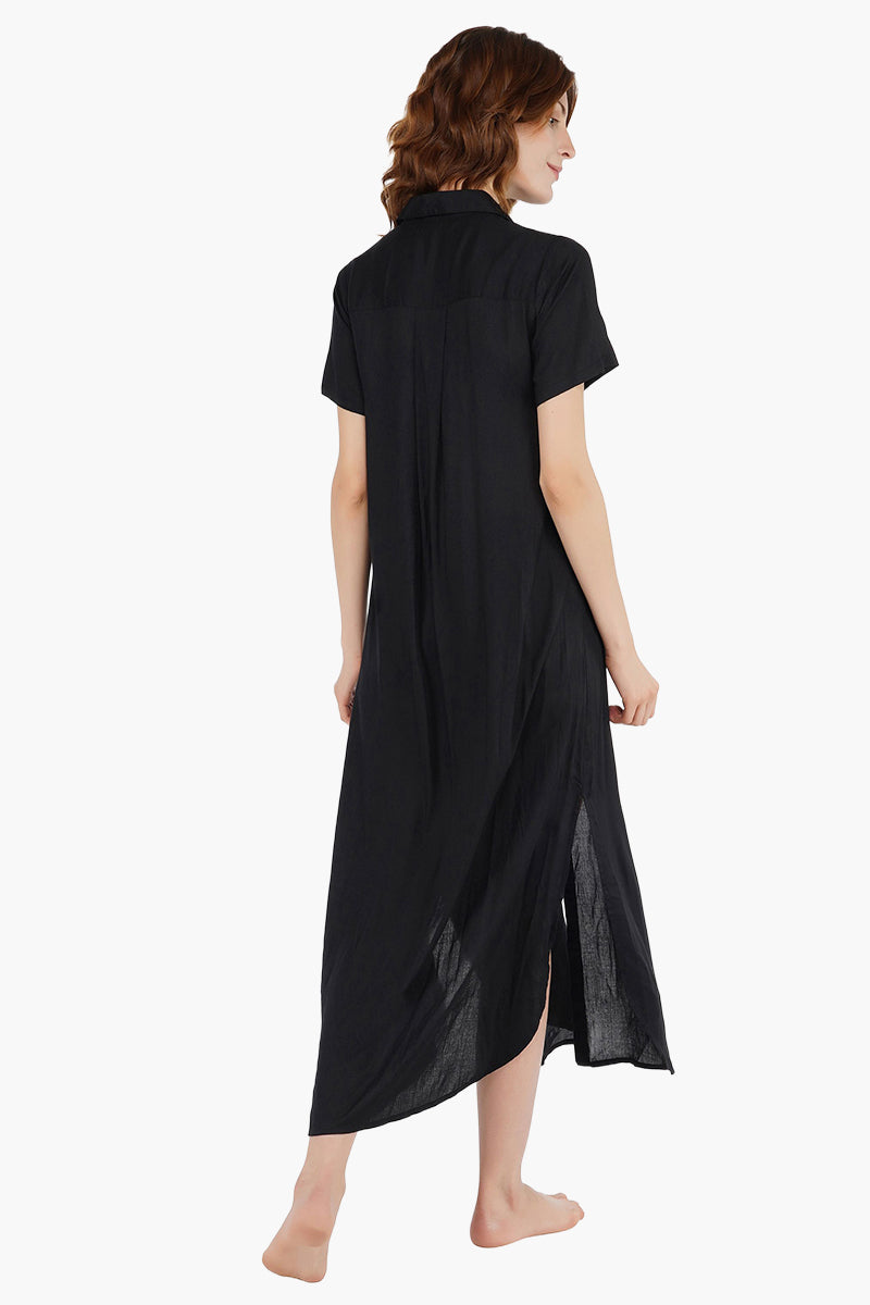 Everyday Elegant Black T-Shirt Maxi Dress - Main Image