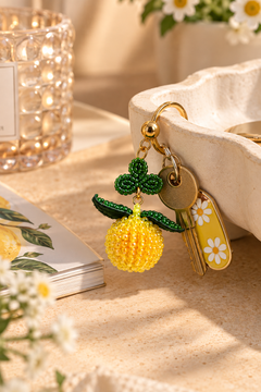Lemon Beaded Keychain