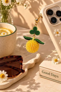 Lemon Beaded Keychain