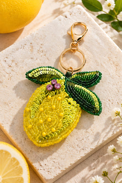 Lemon Zest Beaded Keychain