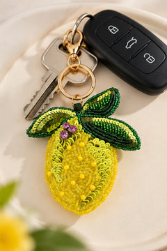 Lemon Zest Beaded Keychain