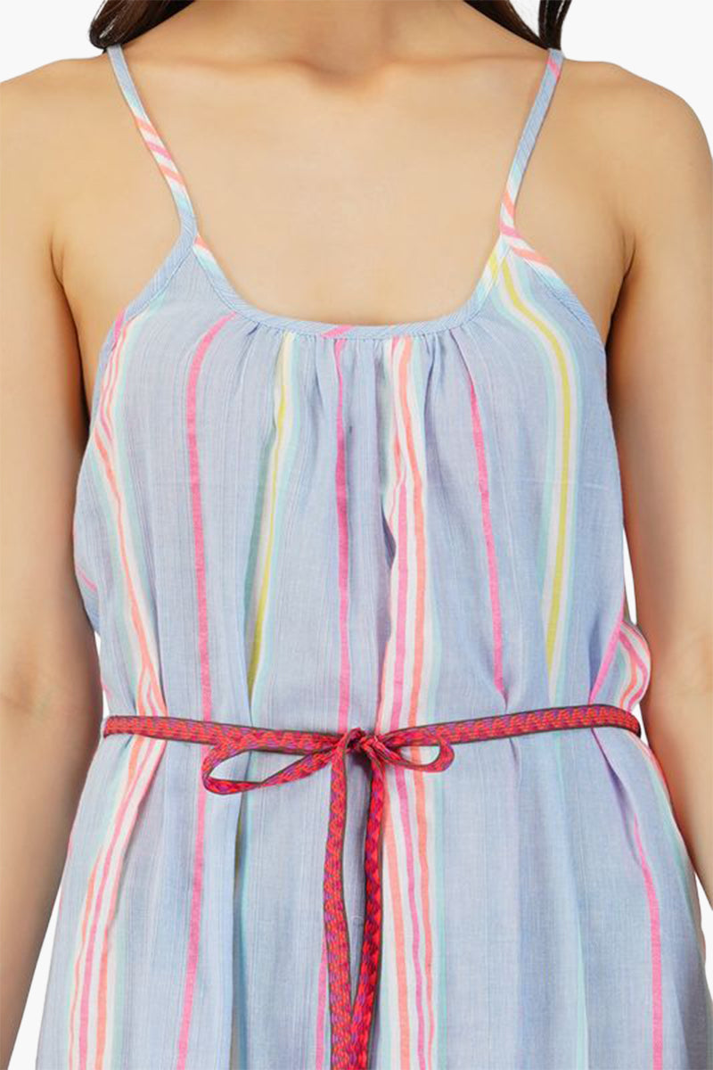 Rainbow Cotton Striped Maxi Dress