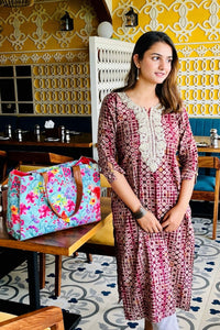 Tropical Bloom Escape Tote - Turquoise