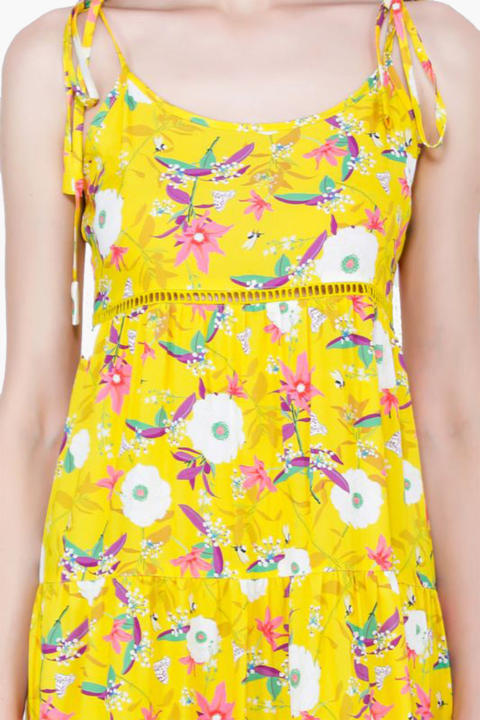 Sunshine Florals Pompom Maxi DresS