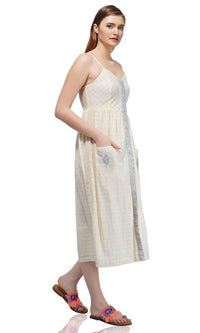 Golden Grid Midi Dress