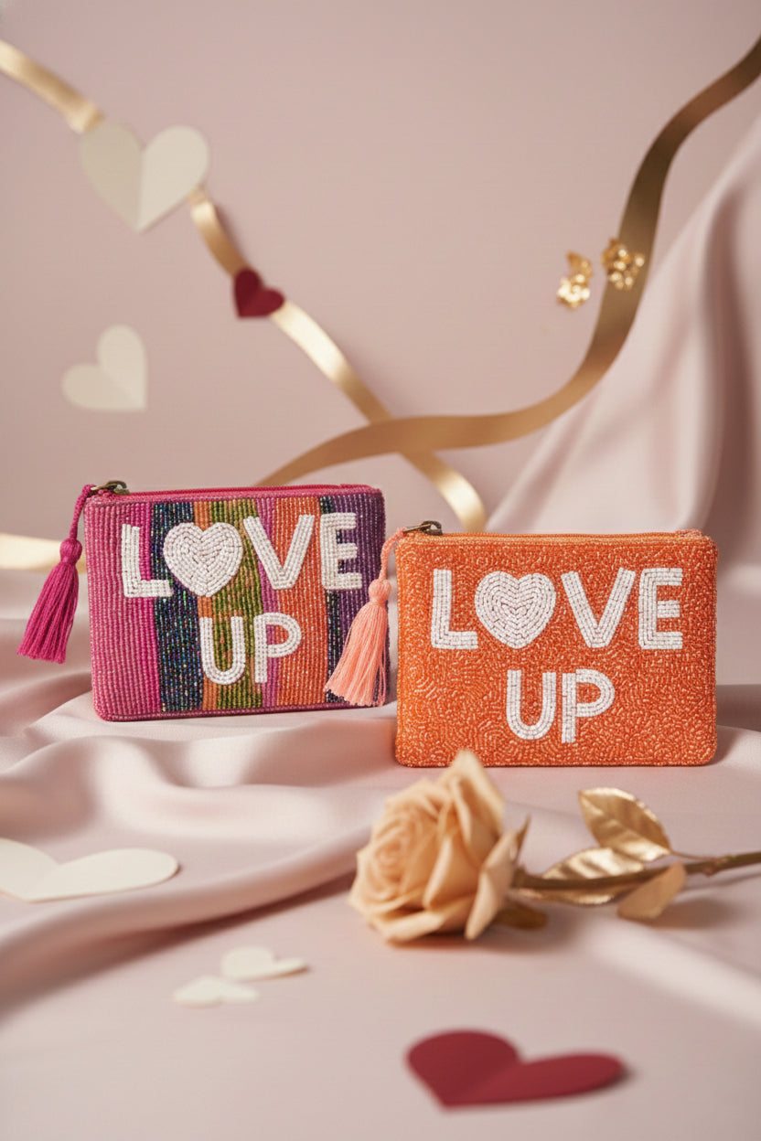 Set of 2 Handcrafted Beaded Pouches - LOVE UP Valentine’s Edition