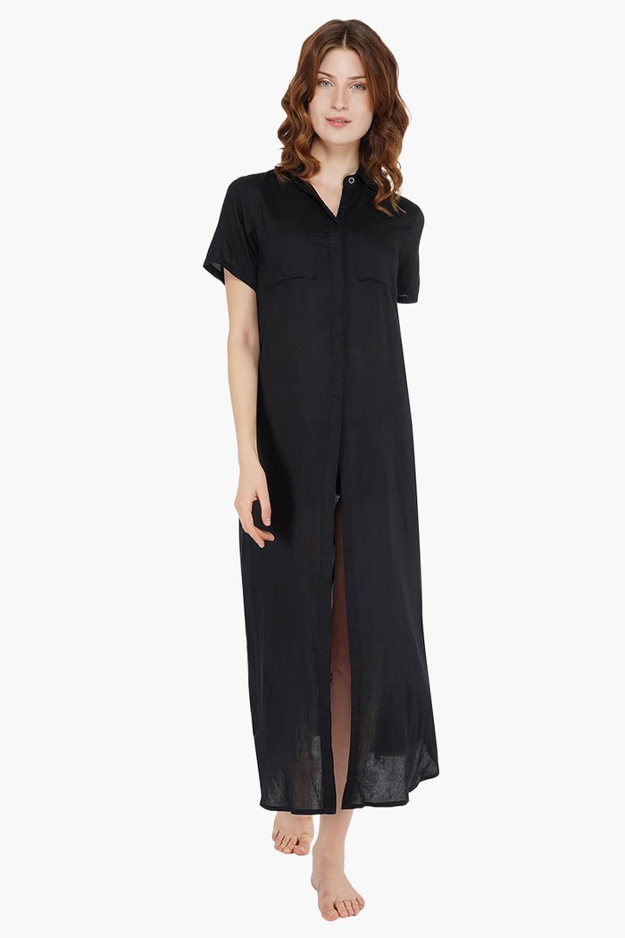 Everyday Elegant Black T-Shirt Maxi Dress