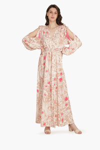 Misty Rose Butterfly Cold Shoulder Dress