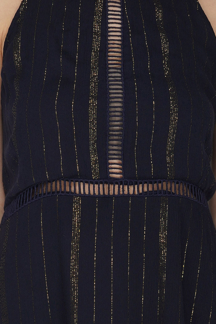 Midnight Sparkle Halter Maxi Dress